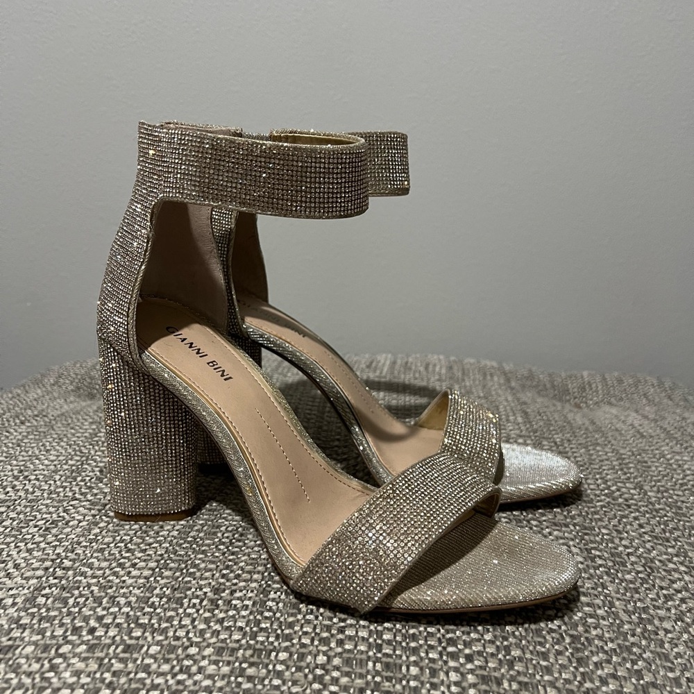 Gianni Bini Sparkling Tan Block Heels